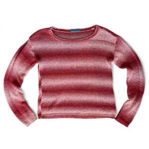 Alice and Olivia Medium red white gradient ombré striped sweater knit woven